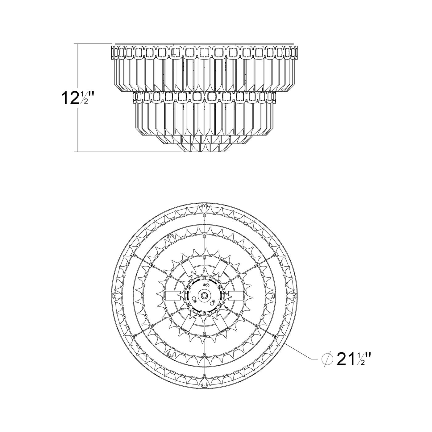 Alina Flush Mount Ceiling Light - line drawing.