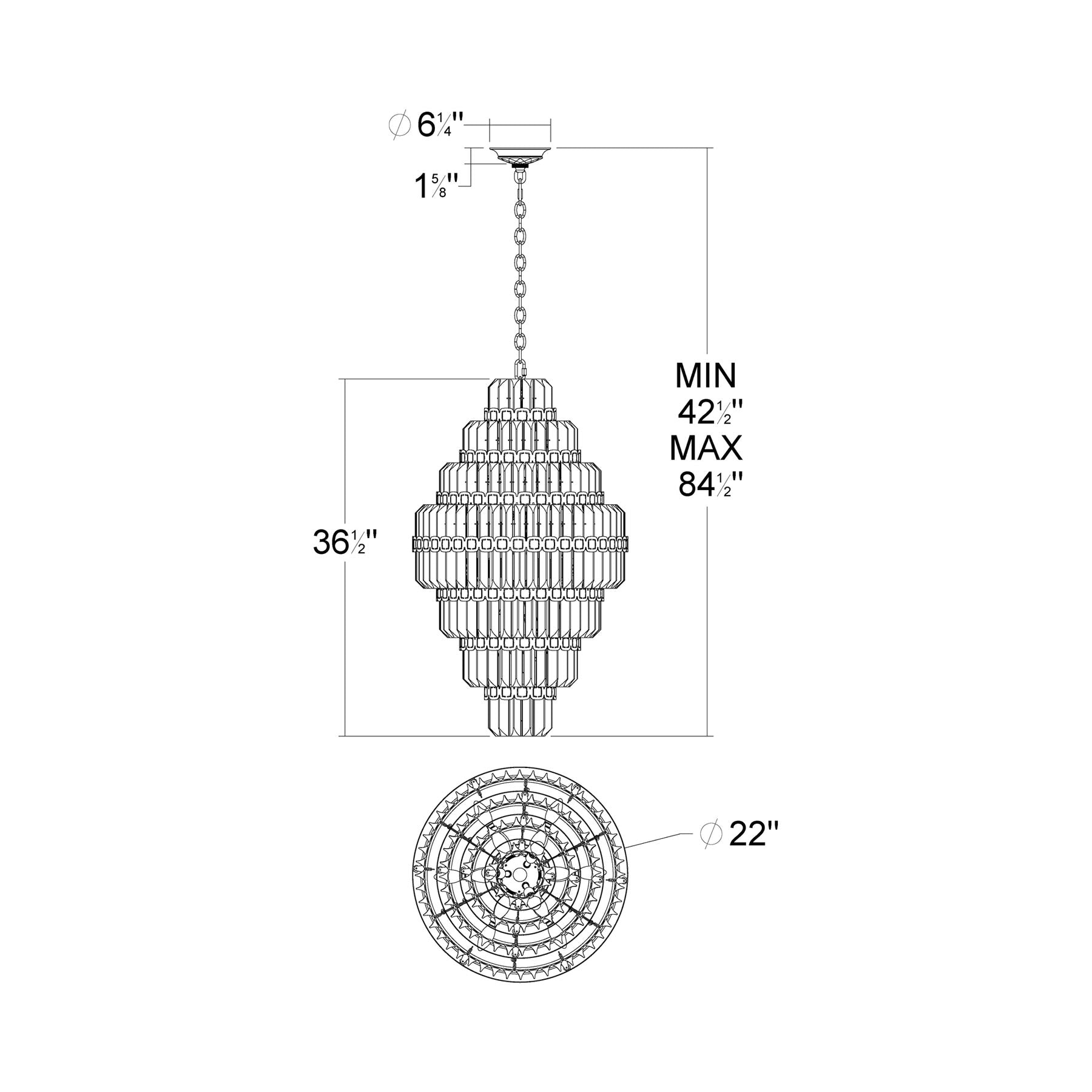 Alina Pendant Light - line drawing.