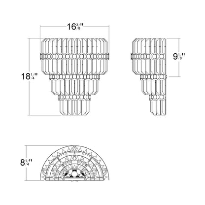 Alina Wall Light - line drawing.