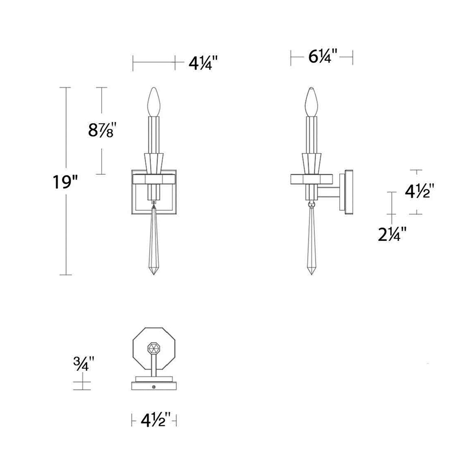 Amadeus Wall Light - line drawing.