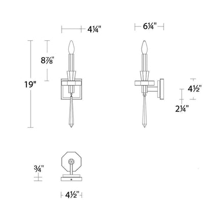 Amadeus Wall Light - line drawing.