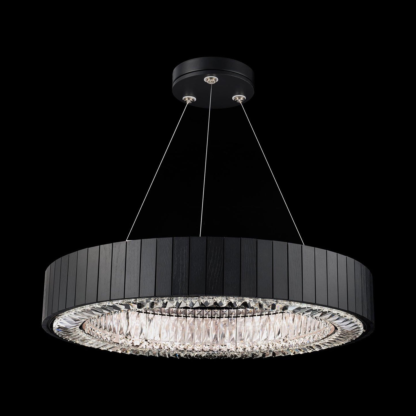 Andean LED Pendant Light in Charcoal Oak.