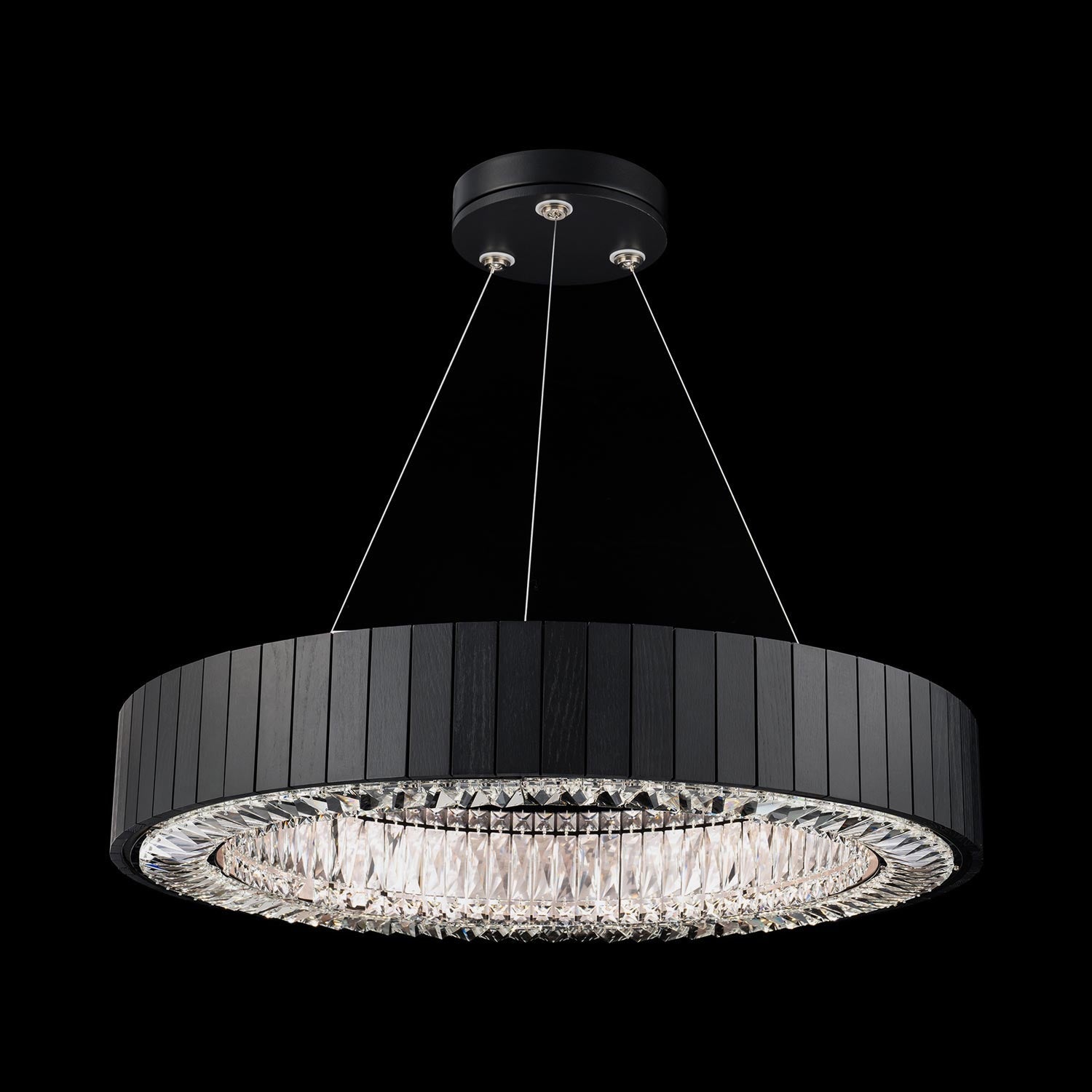 Andean LED Pendant Light in Charcoal Oak.