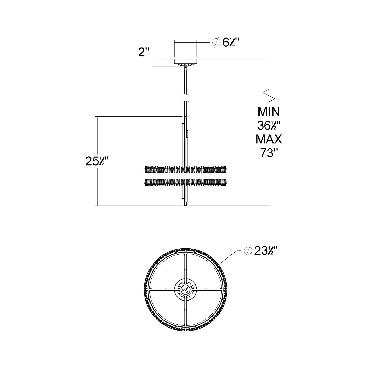Annaberg LED Pendant Light - line drawing.