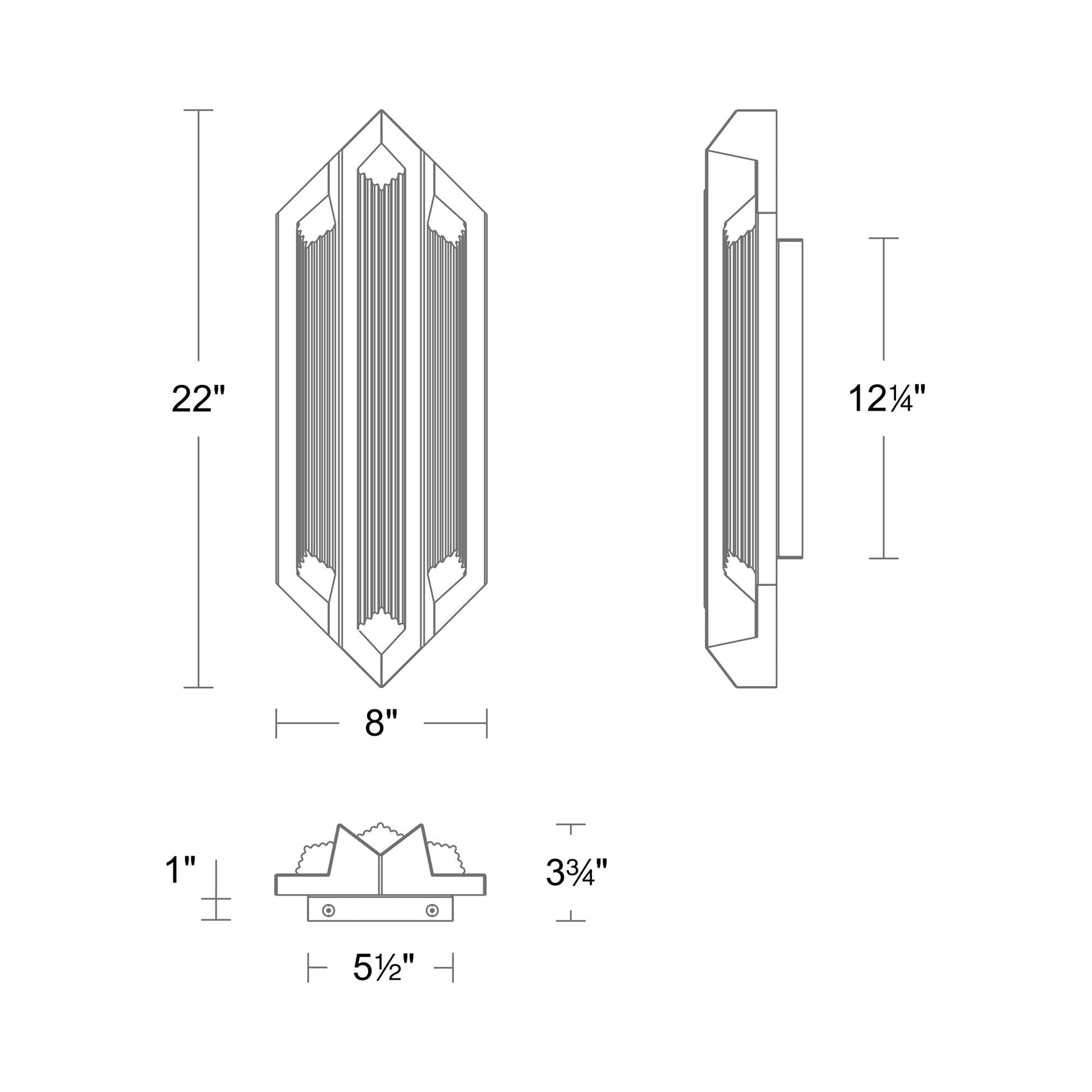 Ariana LED Wall Light - line drawing.