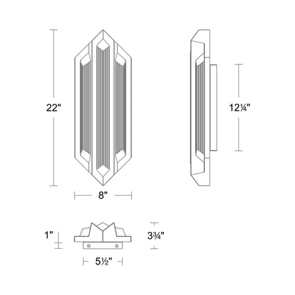 Ariana LED Wall Light - line drawing.