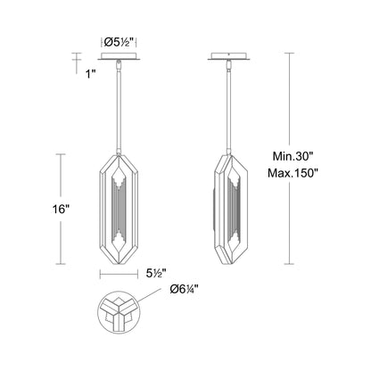 Ariana Mini LED Pendant Light - line drawing.
