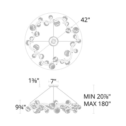 Audacity LED Chandelier - line drawing.