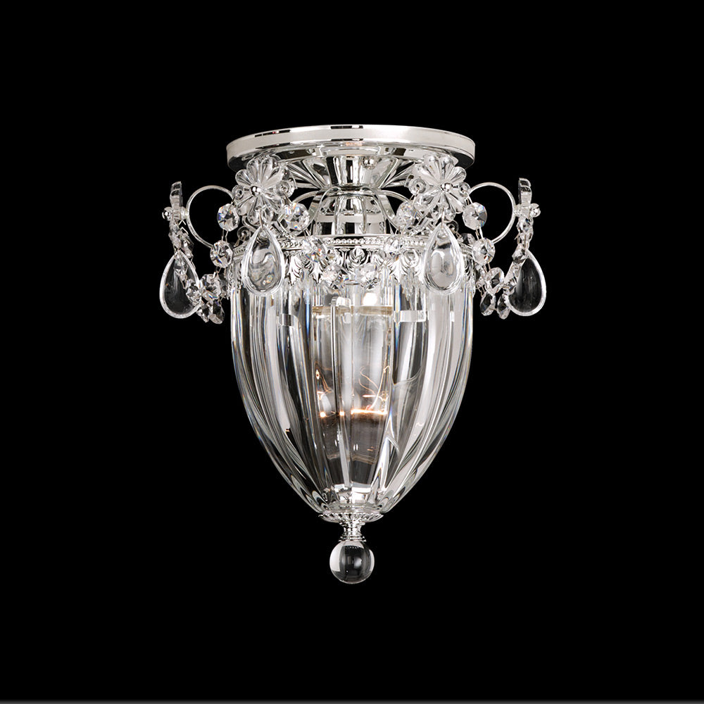 Bagatelle Semi Flush Mount Ceiling Light in Polished Silver (Heritage Handcut Crystal/1-Light).