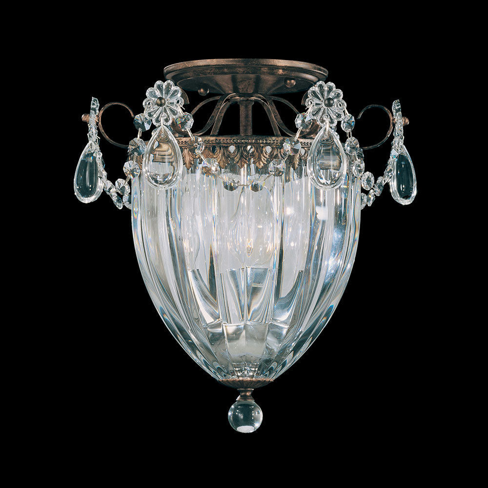 Bagatelle Semi Flush Mount Ceiling Light in Heirloom Bronze (Heritage Handcut Crystal/3-Light).