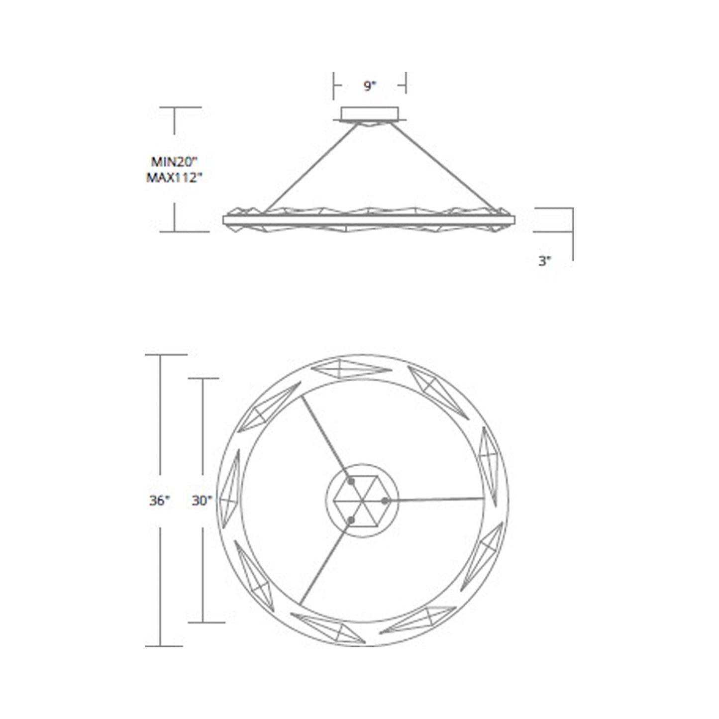 Bauble LED Pendant Light - line drawing.