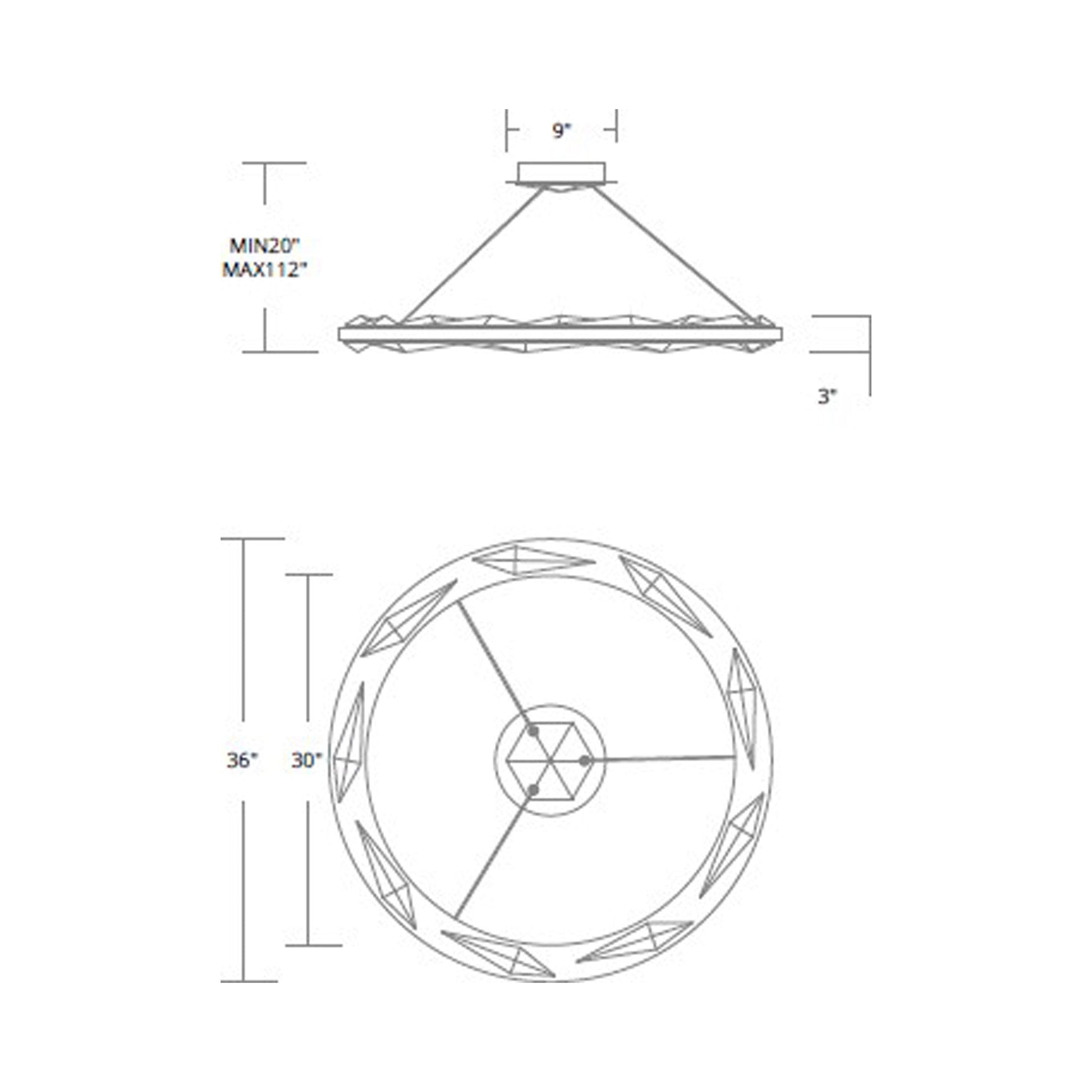 Bauble LED Pendant Light - line drawing.