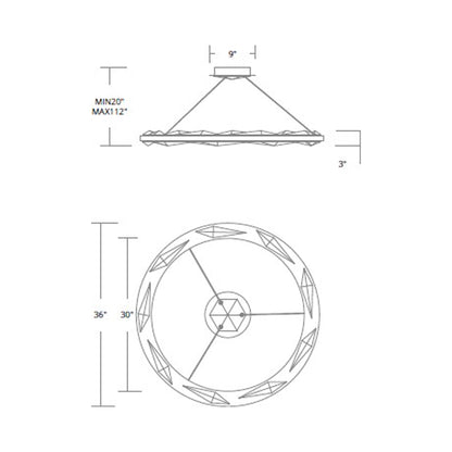 Bauble LED Pendant Light - line drawing.