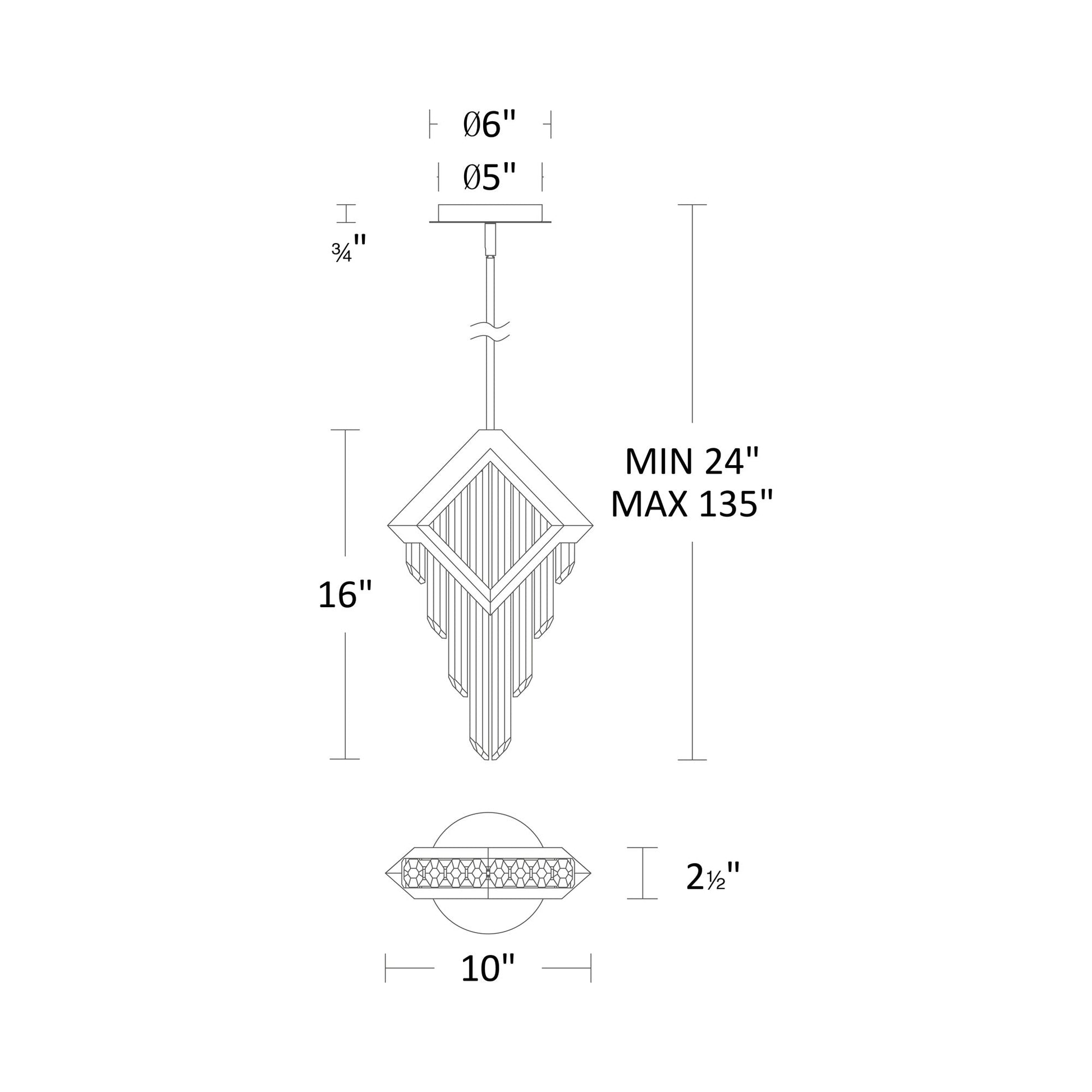 Behold LED Pendant Light - line drawing.