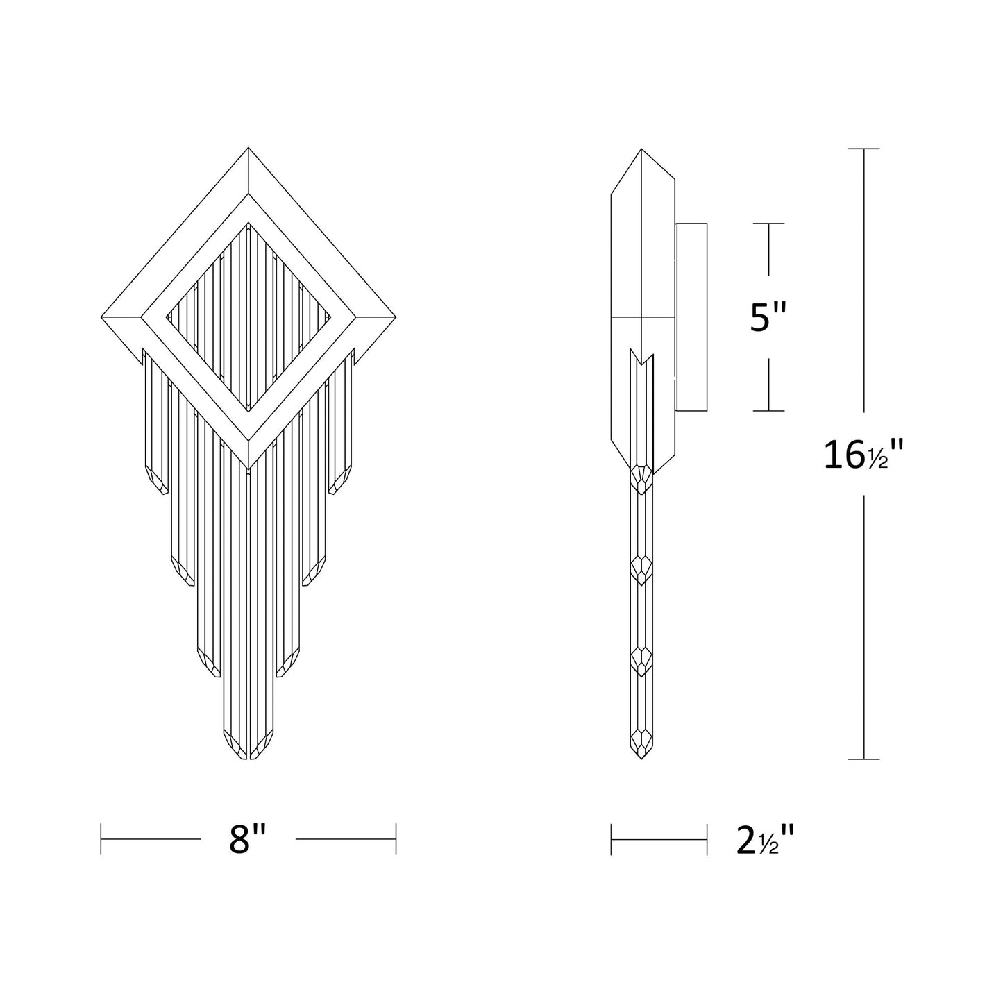 Behold LED Wall Light - line drawing.