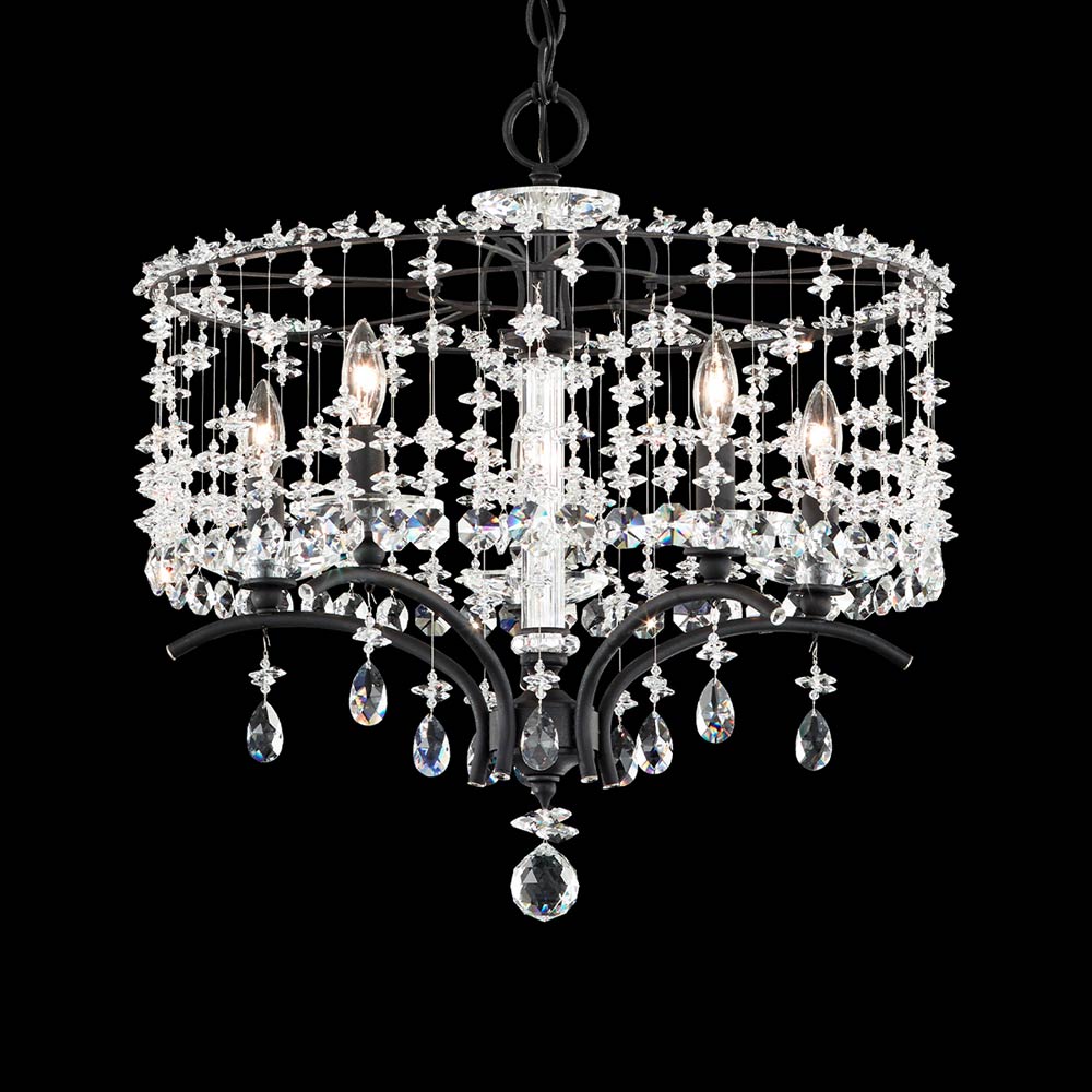 Bella Rose Chandelier in Ferro Black (Radiance Crystal/5-Light).