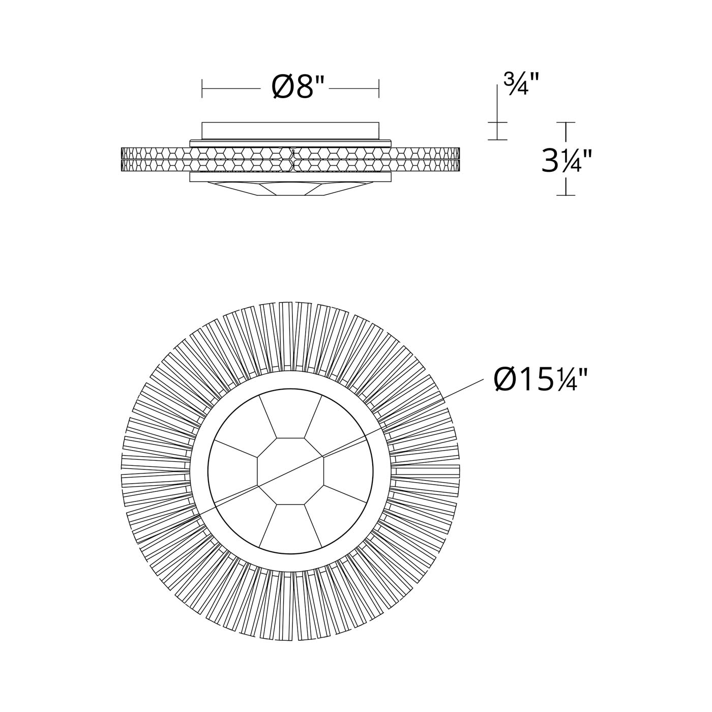 Benediction LED Flush Mount Ceiling Light - line drawing.
