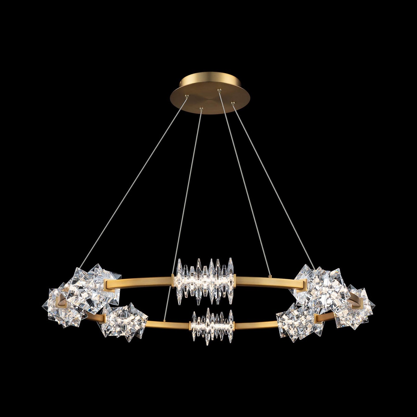 Bergy LED Chandelier in Aged Brass.