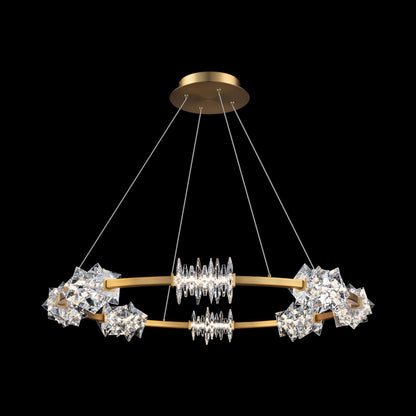 Bergy LED Chandelier in Aged Brass.