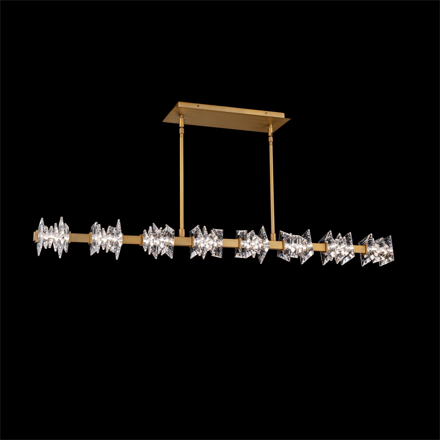 Bergy Linear LED Pendant Light in Aged Brass.