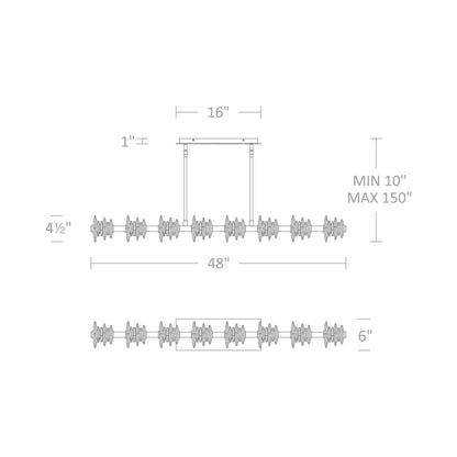 Bergy Linear LED Pendant Light - line drawing.