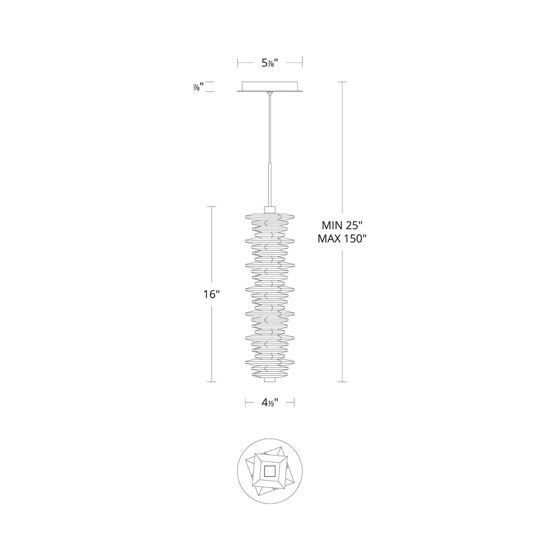 Bergy Mini LED Pendant Light - line drawing.