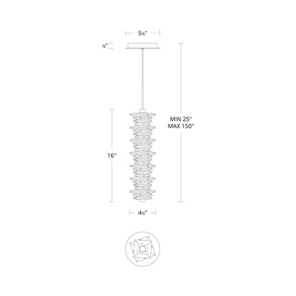 Bergy Mini LED Pendant Light - line drawing.