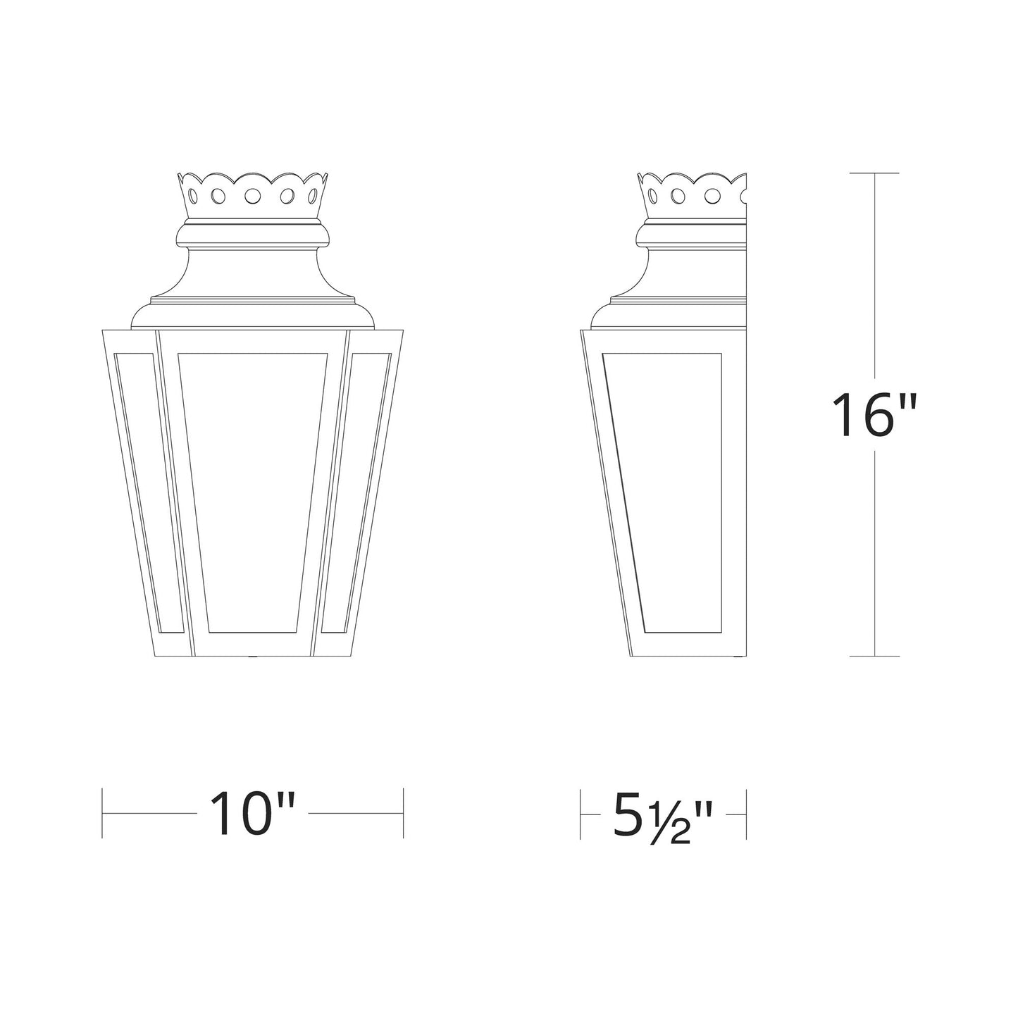 Betony Outdoor Wall Light - line drawing.