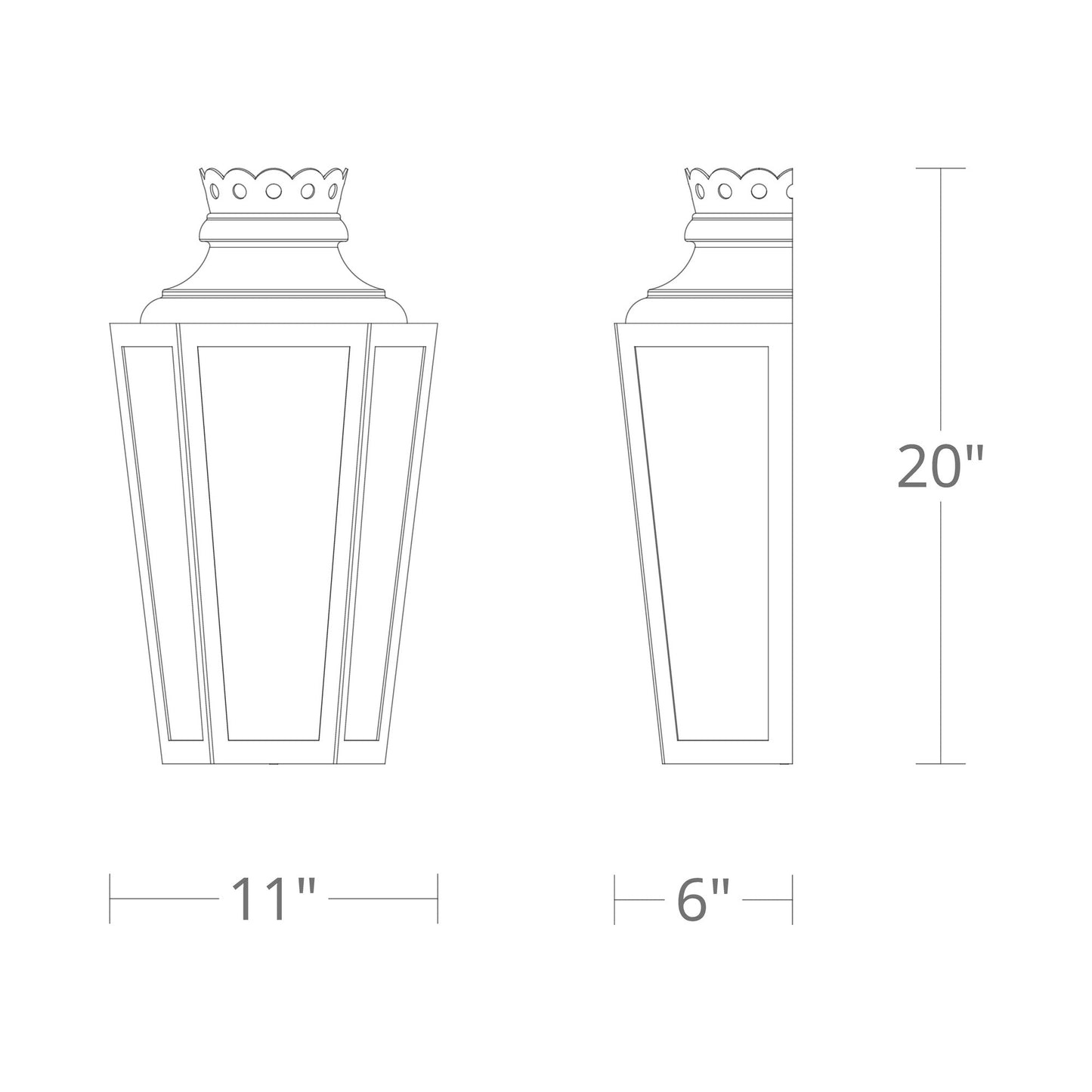 Betony Outdoor Wall Light - line drawing.
