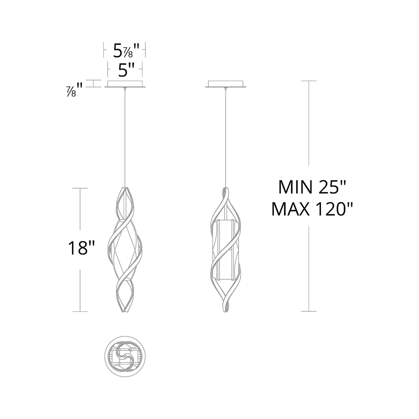 Bijoux Mini LED Pendant Light - line drawing.