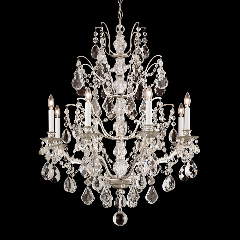 Bordeaux Chandelier in Antique Silver (6-Light/32-Inch).