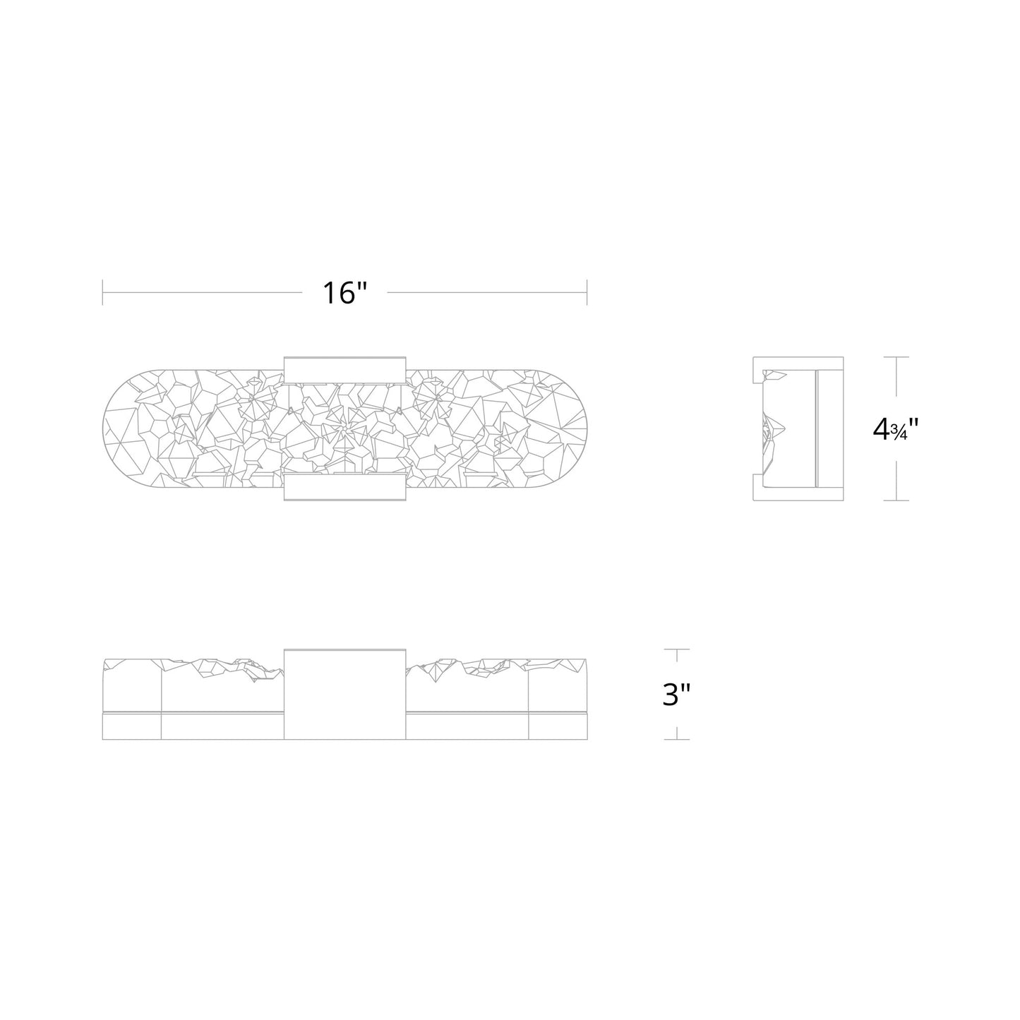 Bramble LED Bath Vanity Light - line drawing.