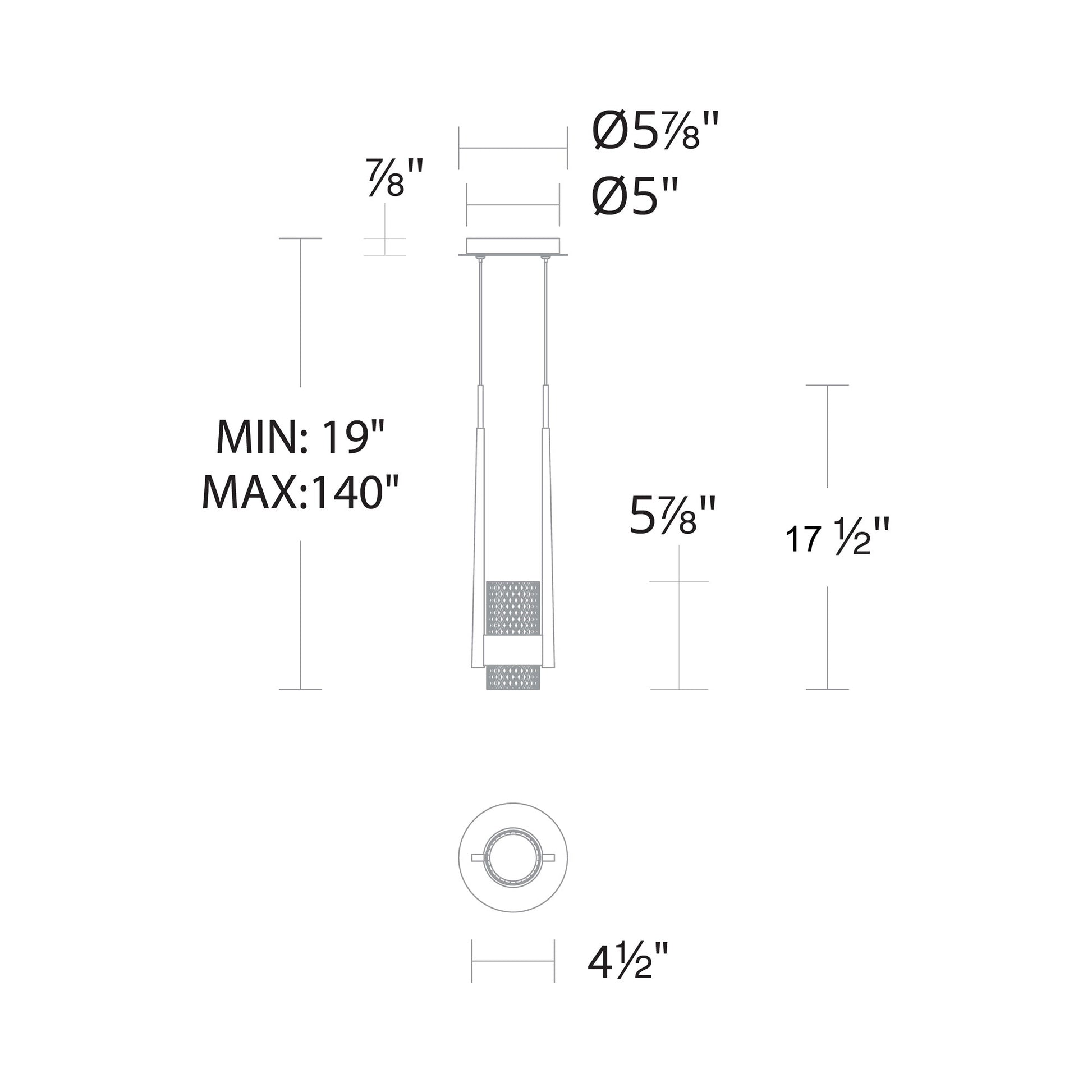 Cadenza Mini LED Pendant Light - line drawing.