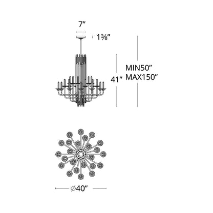 Calliope LED Chandelier - line drawing.