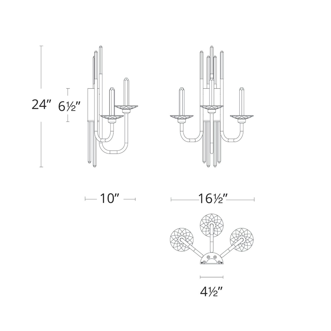 Calliope LED Wall Light - line drawing.