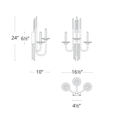 Calliope LED Wall Light - line drawing.