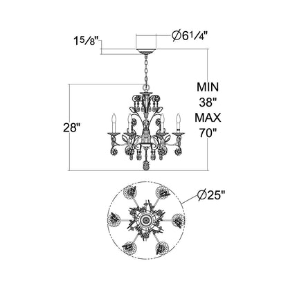 Camellia Chandelier - line drawing.