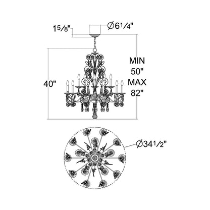Camellia Chandelier - line drawing.