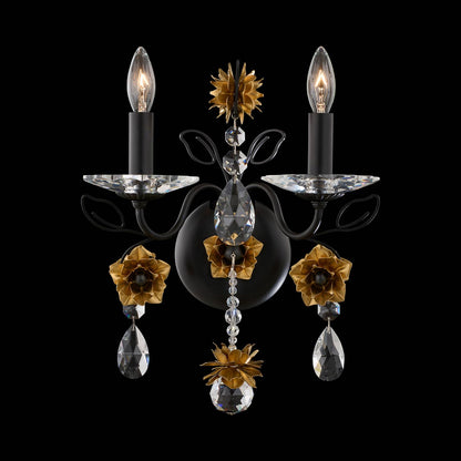 Camellia Wall Light in Black/Heirloom Gold.
