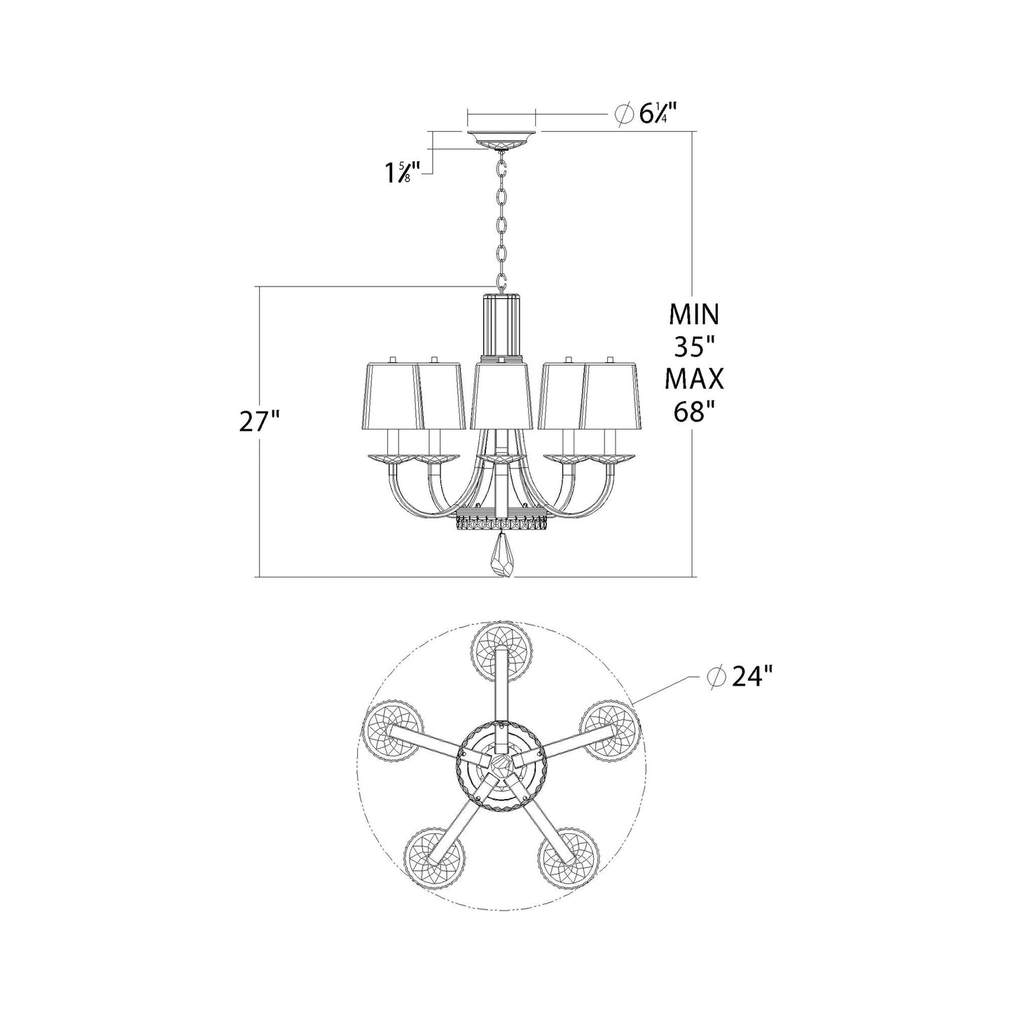Catalena Chandelier - line drawing.