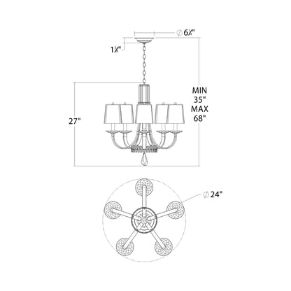 Catalena Chandelier - line drawing.