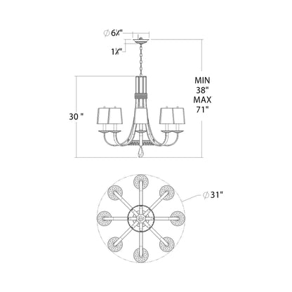 Catalena Chandelier - line drawing.