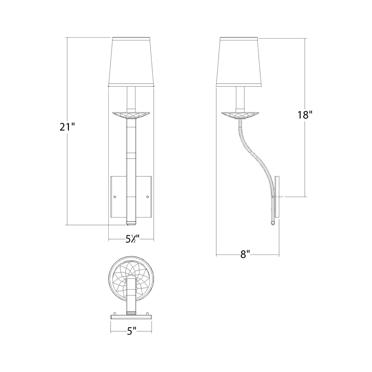 Catalena Wall Light - line drawing.