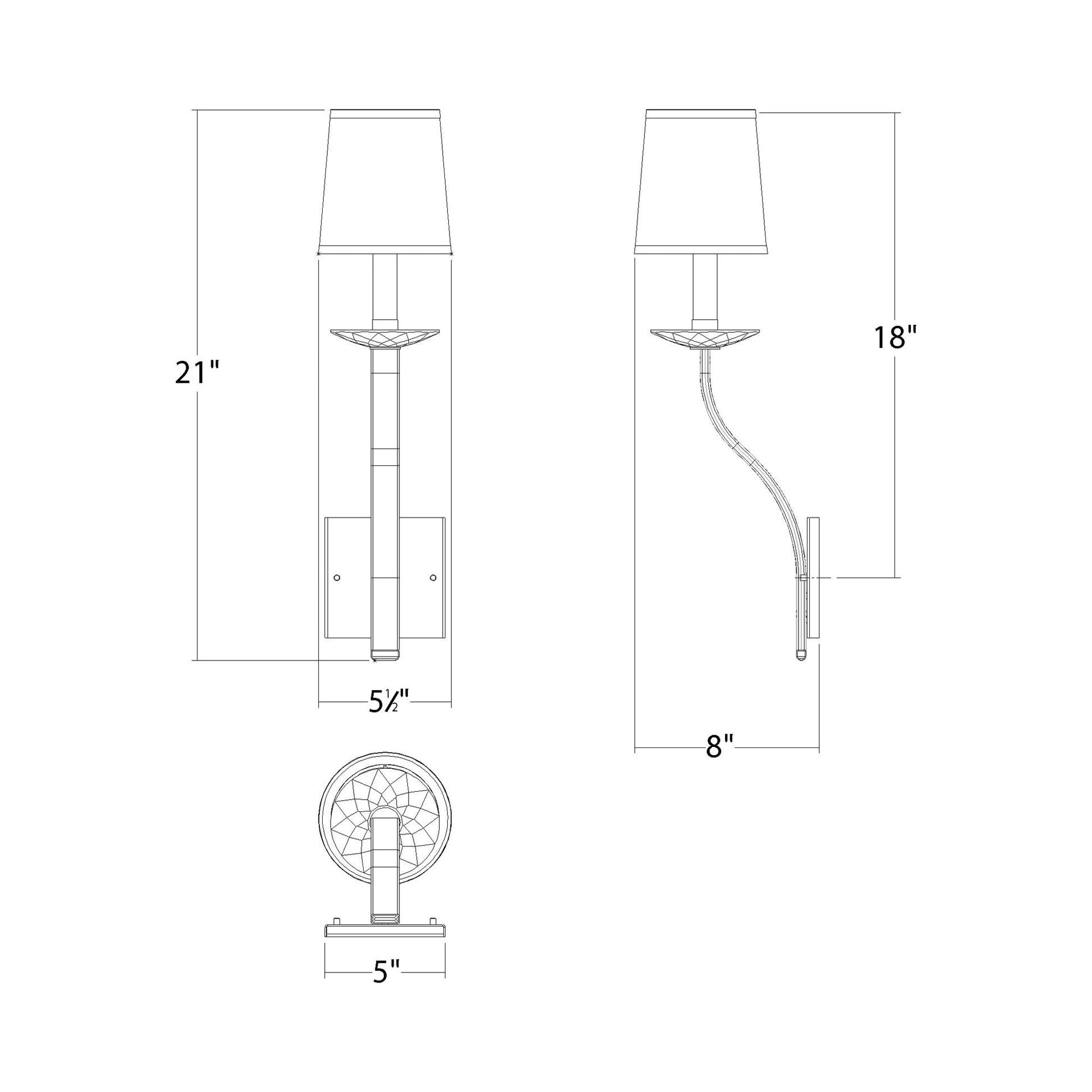 Catalena Wall Light - line drawing.
