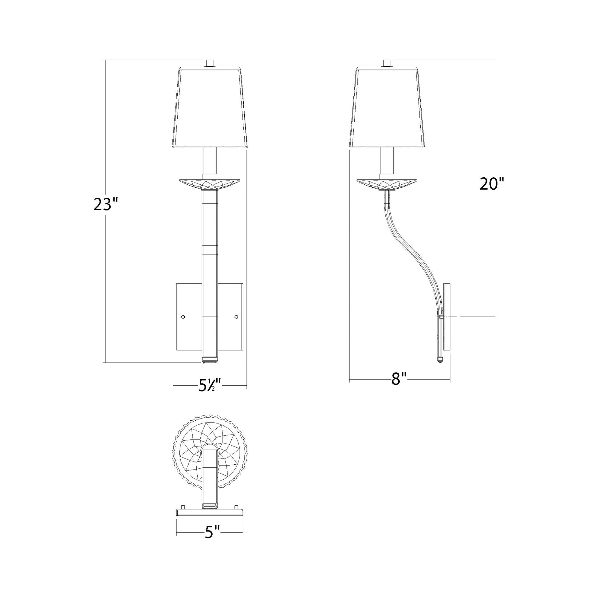 Catalena Wall Light - line drawing.
