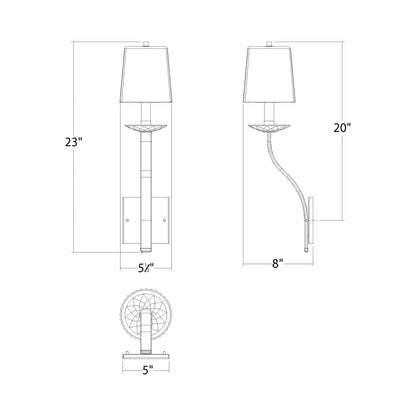 Catalena Wall Light - line drawing.