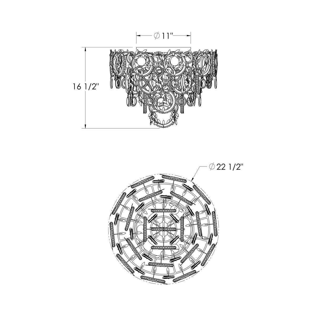 Concetta Flush Mount Ceiling Light - line drawing.