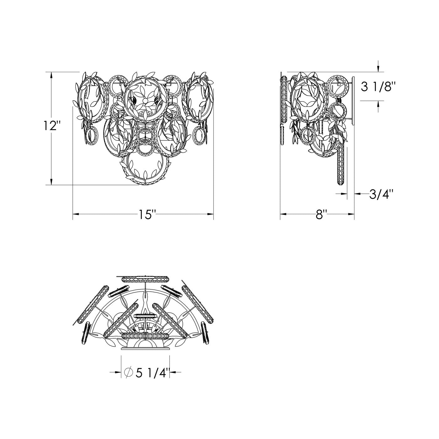 Concetta Wall Light - line drawing.