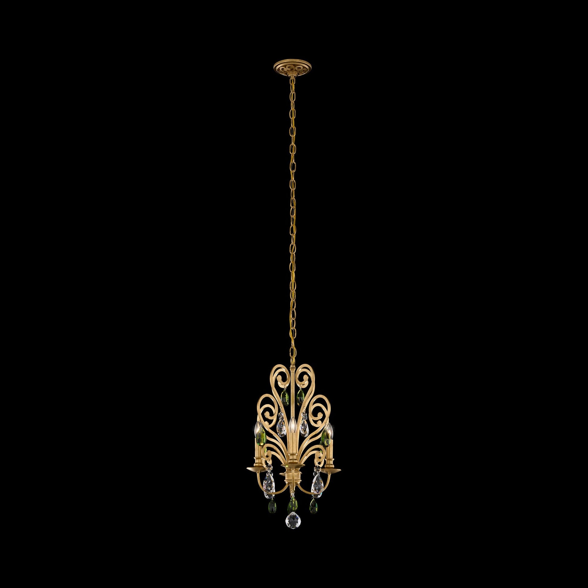 Conclave Chandelier in Heirloom Gold/Olivine Crystal (4-Light).