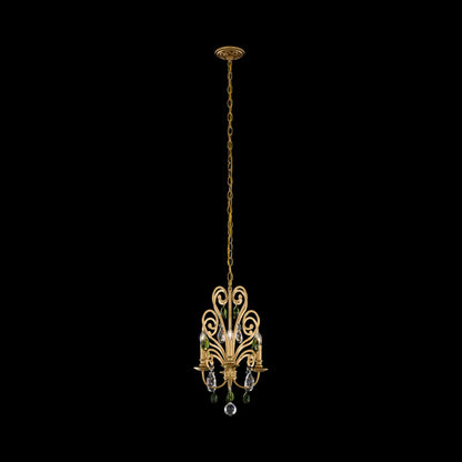 Conclave Chandelier in Heirloom Gold/Olivine Crystal (4-Light).